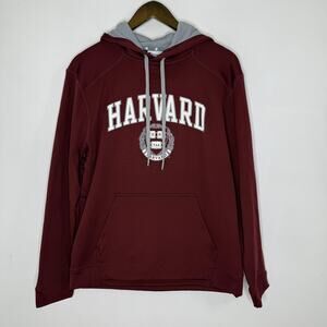 Harvard University Hoodie Mens Medium Maroon Gray Champion Sweatshirt NCAA